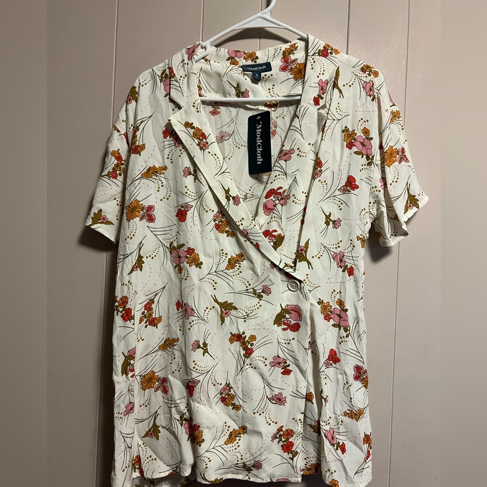 Modcloth floral wrap shirt